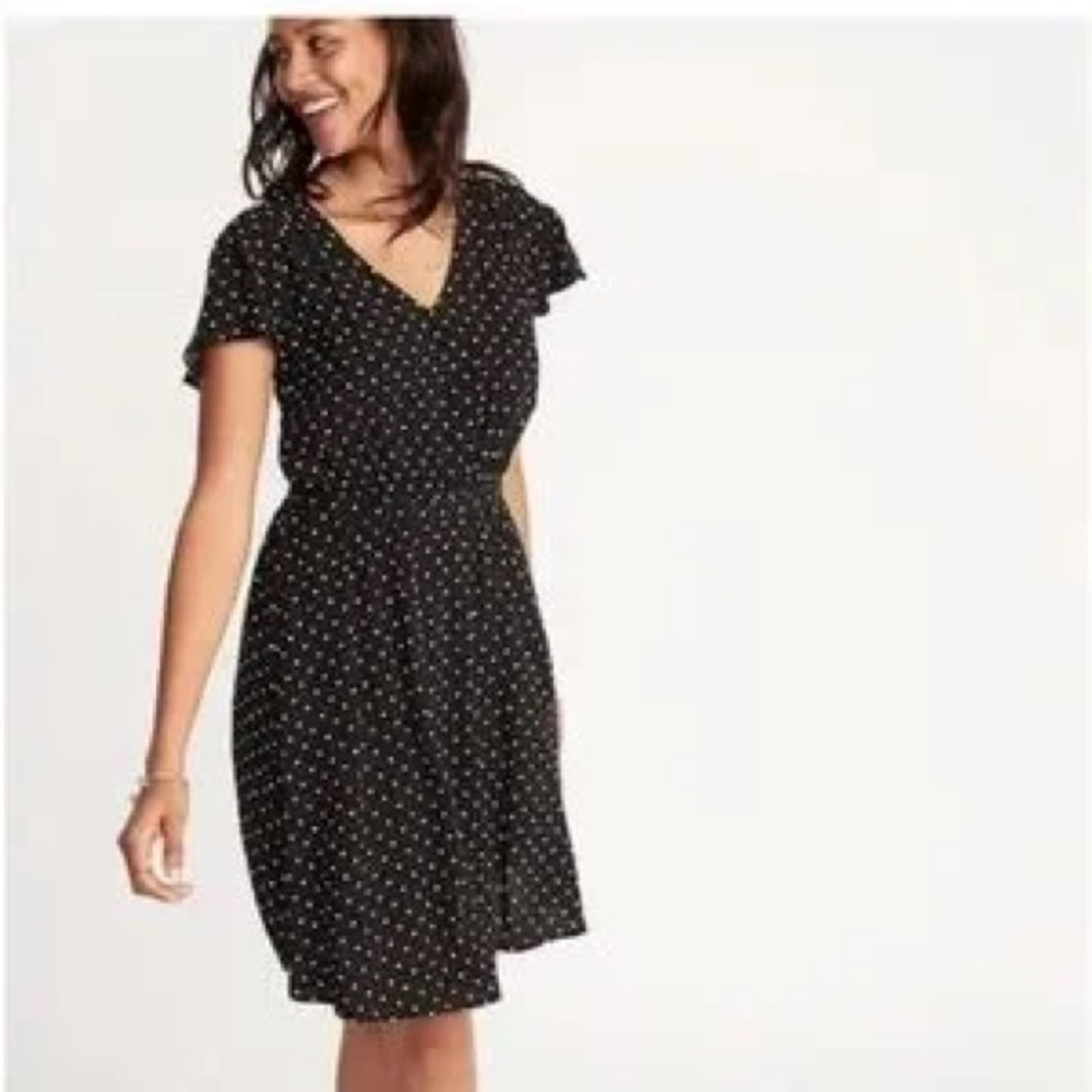 Old Navy Black Mini Dress with White Dots